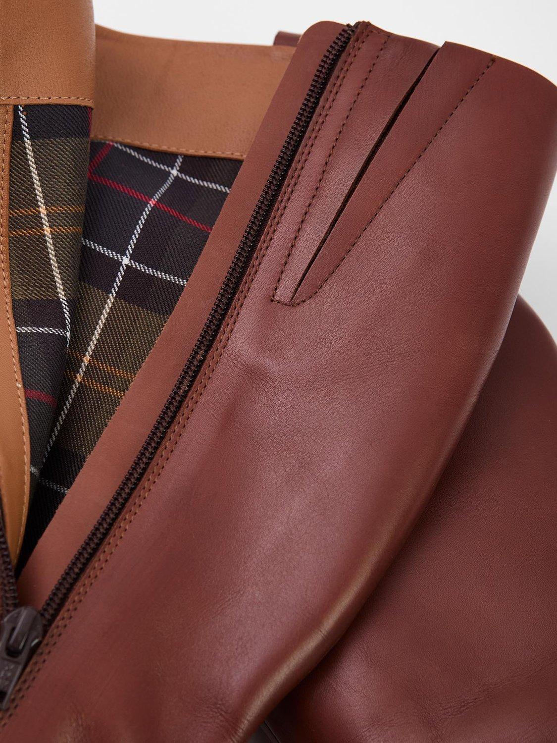 Product image 6 of 8, which shows Barbour Theodora Leather Riding Boots, Brown, 5