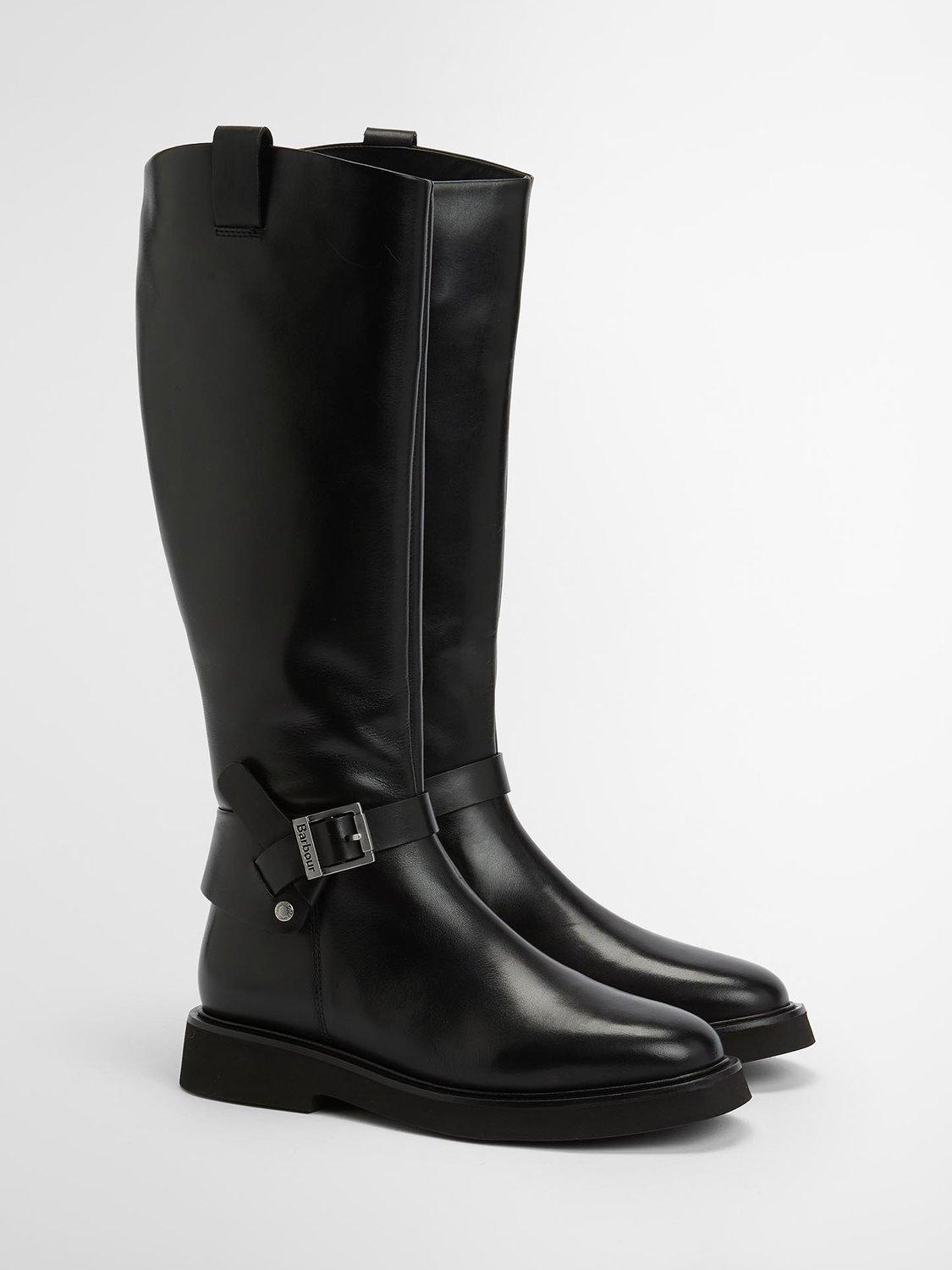 Product image 2 of 8, which shows Barbour Theodora Leather Riding Boots, Black, 5