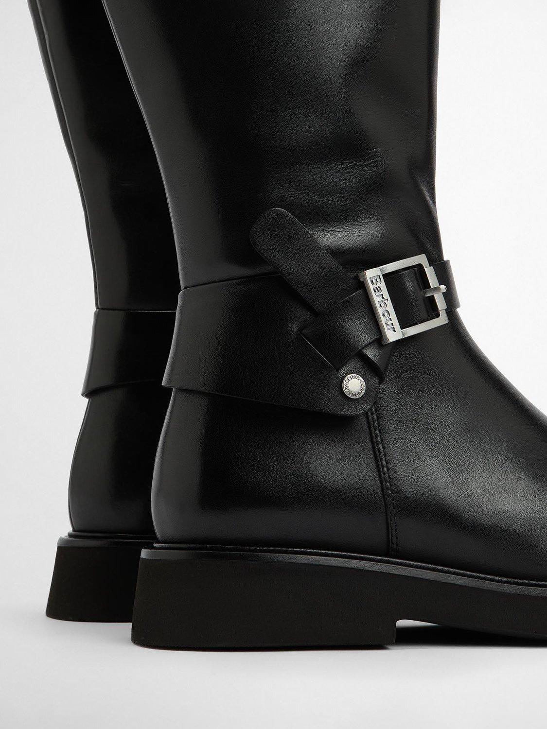 Product image 4 of 8, which shows Barbour Theodora Leather Riding Boots, Black, 5