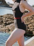 Davy J Jones High Waist Bikini Bottoms, Black Outer / Berry