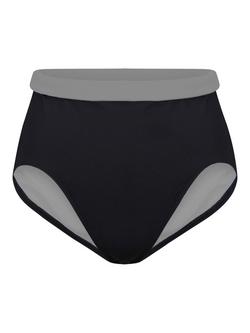 Davy J Jones High Leg Bikini Bottoms, Black/Grey - view 2, Black/Grey