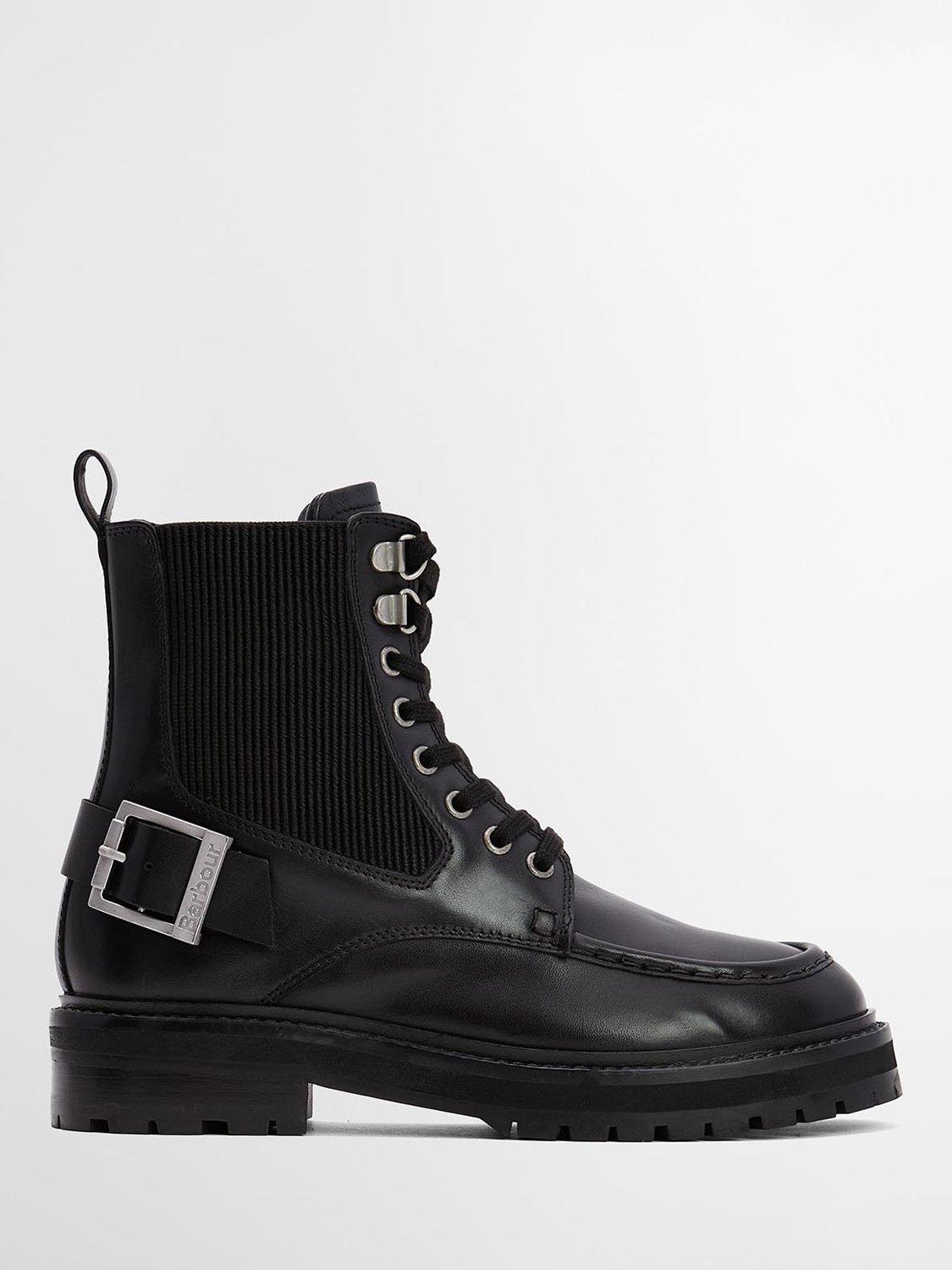 Product image 1 of 7, which shows Barbour Leonie Leather Blend Lace Up Boots, Black, 3