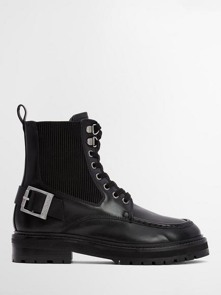 Barbour Leonie Leather Blend Lace Up Boots, Black, Black