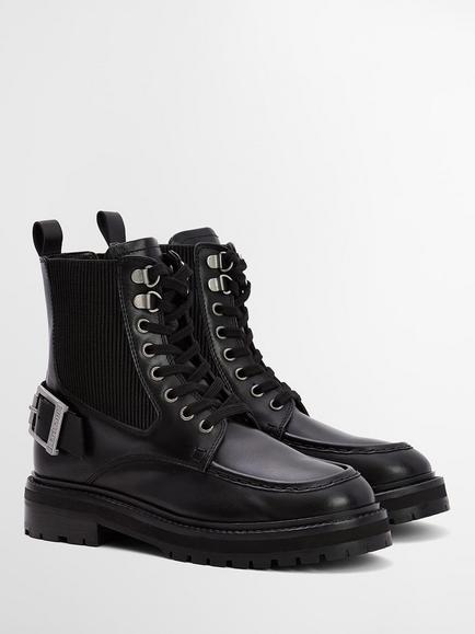 Barbour Leonie Leather Blend Lace Up Boots, Black - view 2, Black