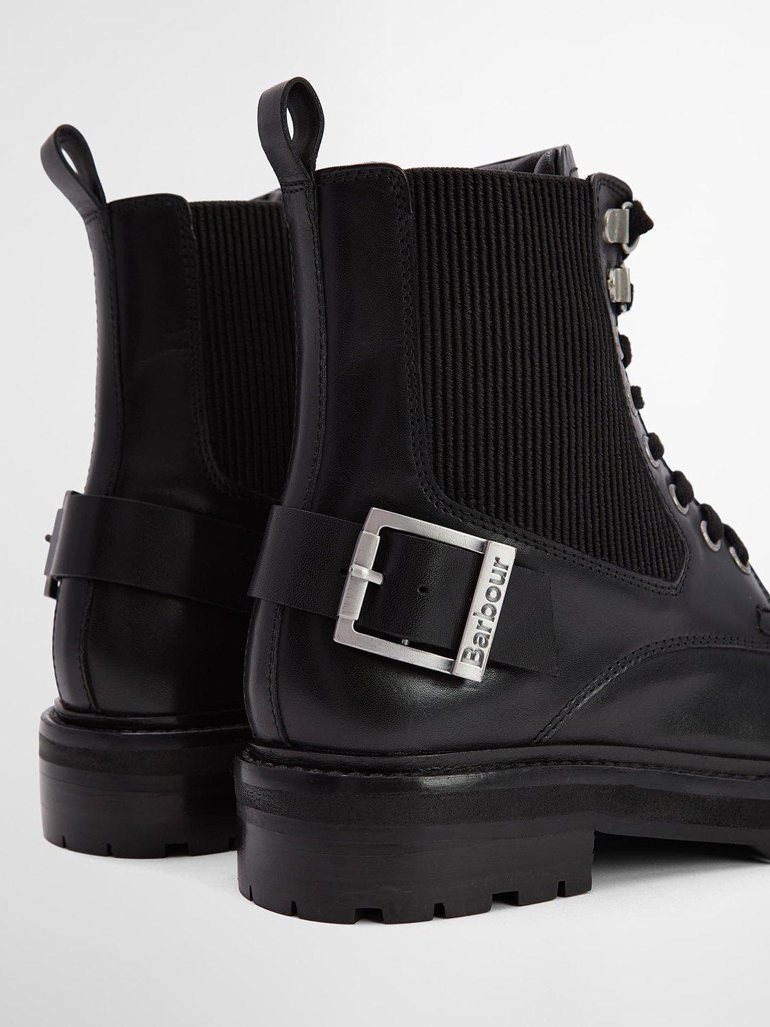 Product image 4 of 7, which shows Barbour Leonie Leather Blend Lace Up Boots, Black, 3