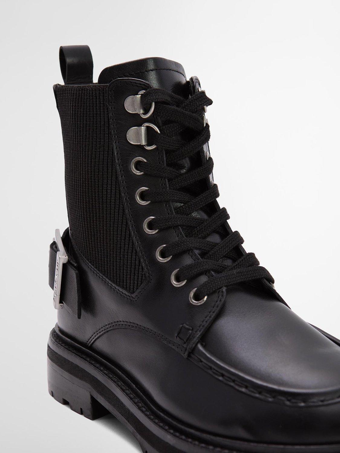 Product image 5 of 7, which shows Barbour Leonie Leather Blend Lace Up Boots, Black, 3