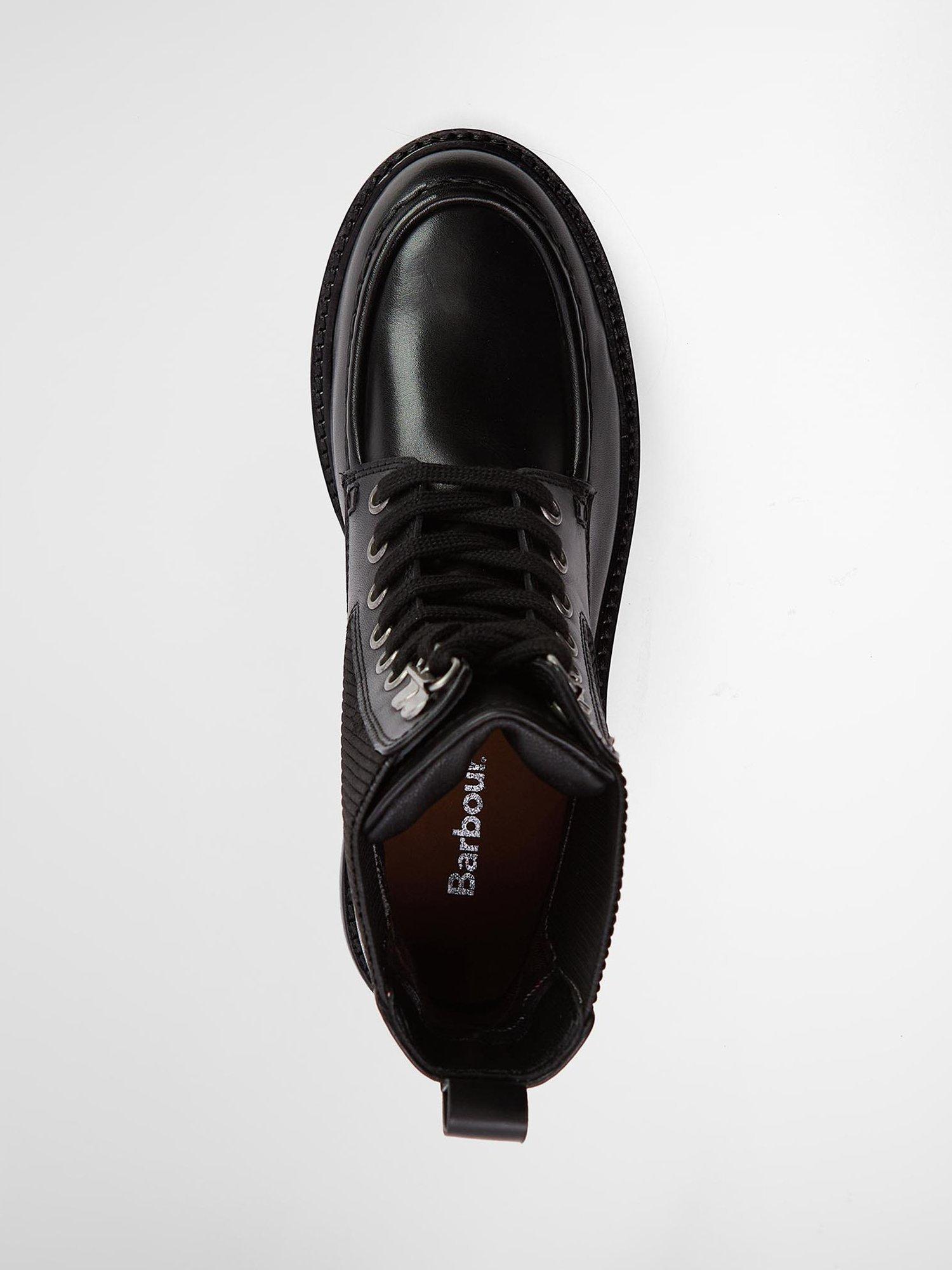Product image 6 of 7, which shows Barbour Leonie Leather Blend Lace Up Boots, Black, 3