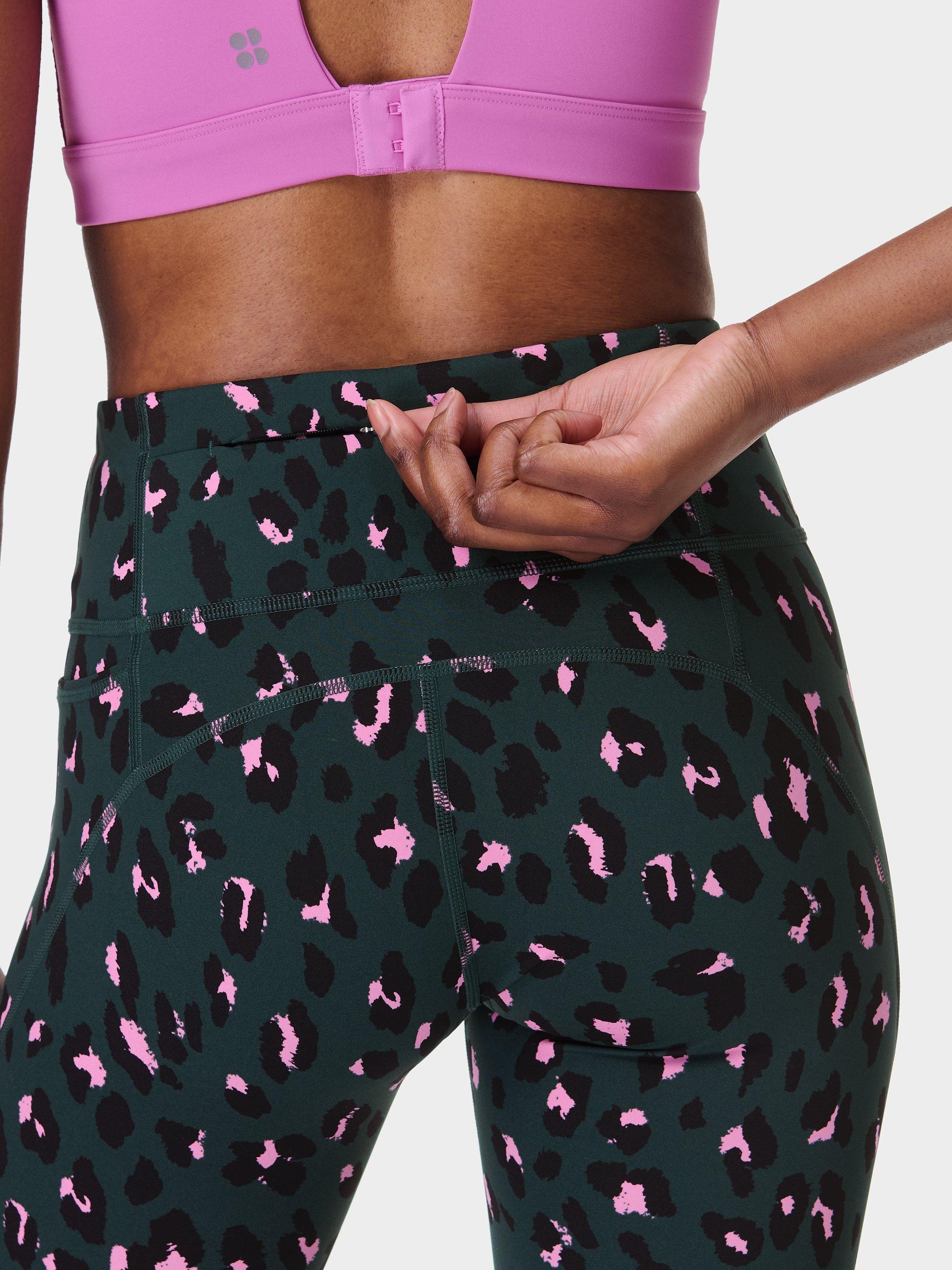 Product image 5 of 9, which shows Sweaty Betty Power 7/8 Workout Leggings, Green Cheetah Print, XXS