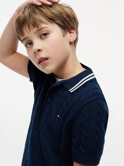 Tommy Hilfiger Kids' Cotton Short Sleeved Polo Shirt - view 2, Dark Night Navy