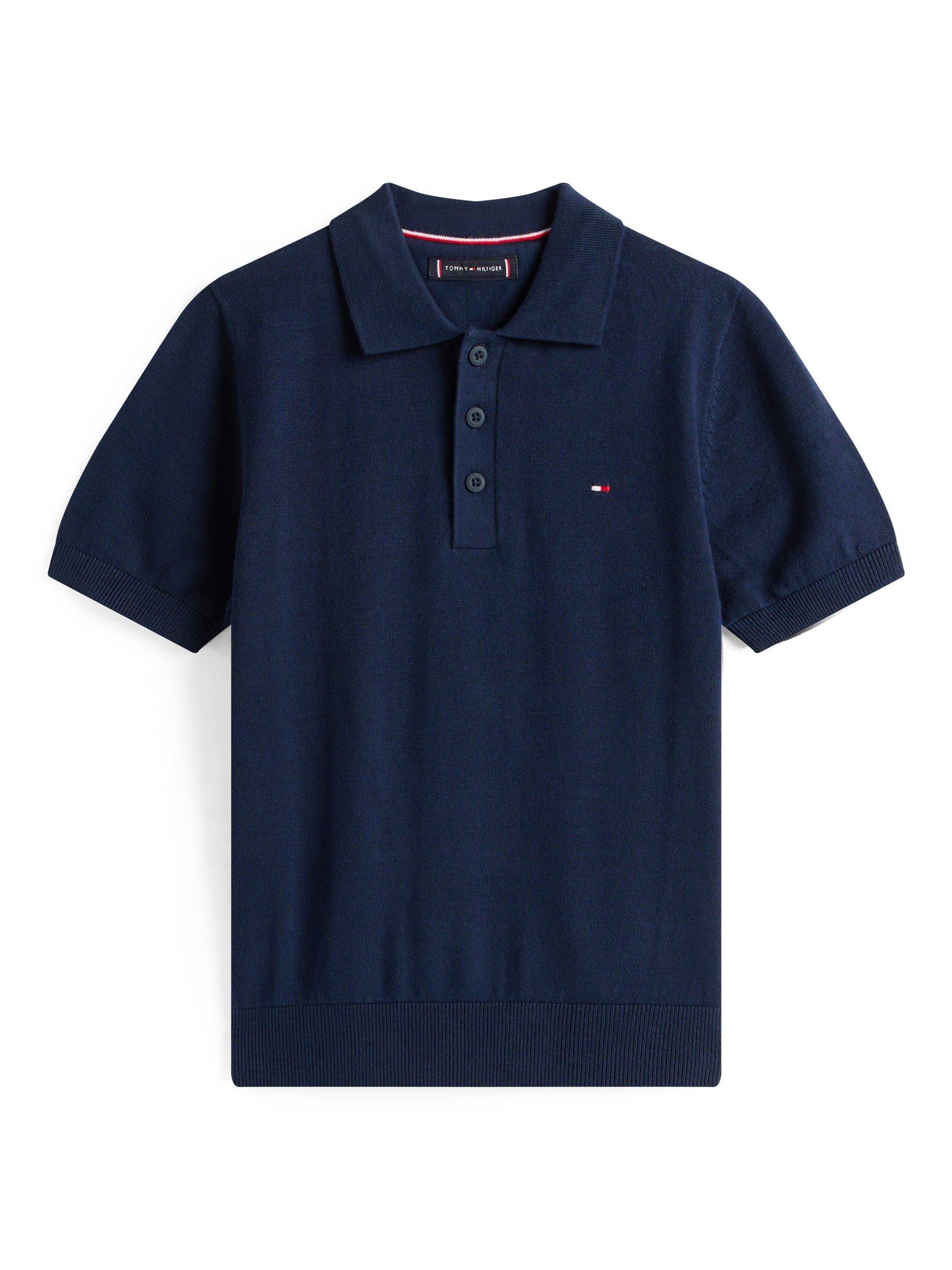 Product image 5 of 5, which shows Tommy Hilfiger Kids' Cotton Short Sleeved Polo Shirt, Dark Night Navy, 3 years