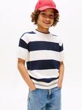 Tommy Hilfiger Kids' Rugby Stripe Short Sleeve Jumper, Blue