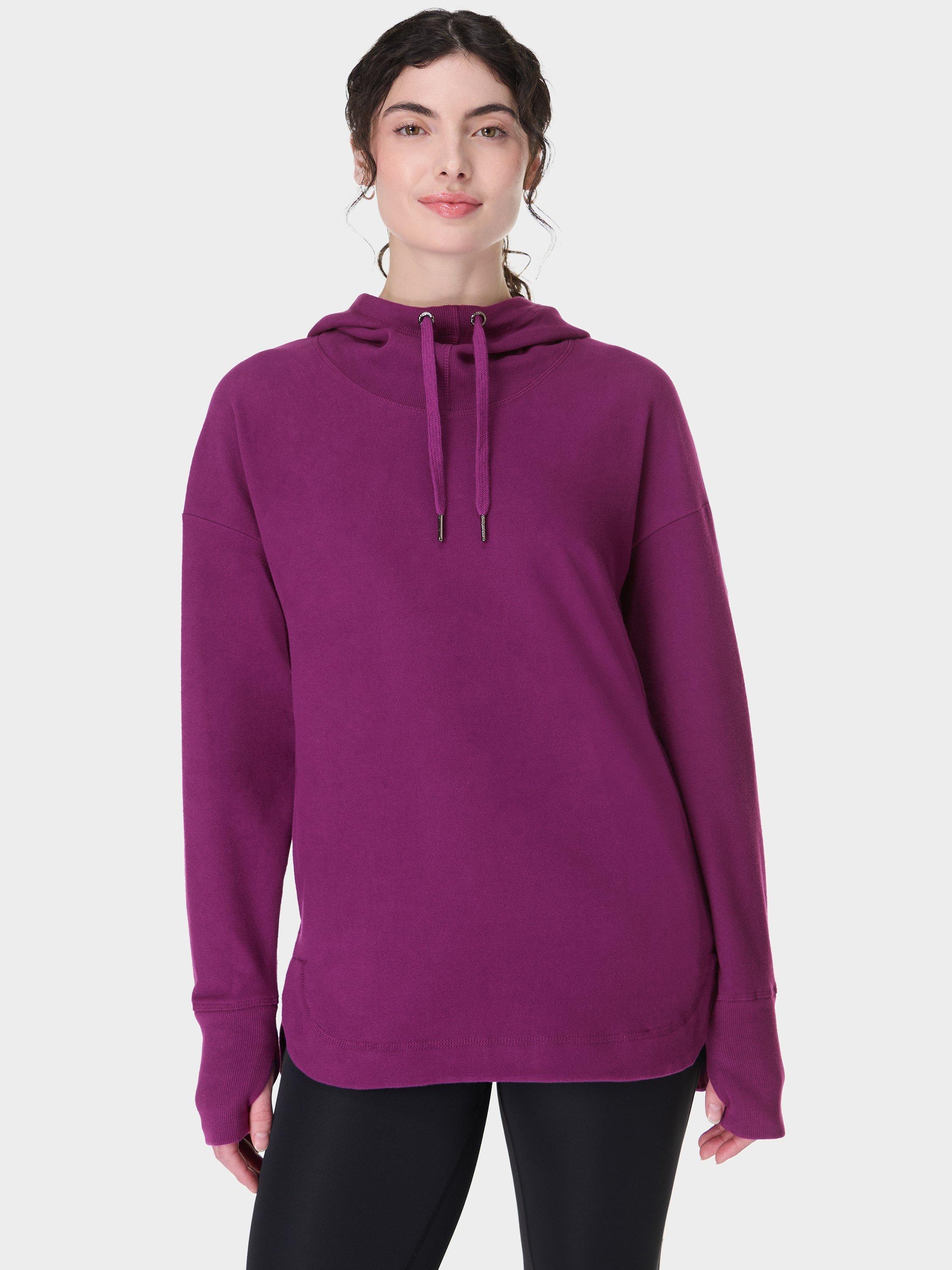 Product image 1 of 7, which shows Sweaty Betty Escape Luxe Fleece Hoodie, Berry Purple, XXS