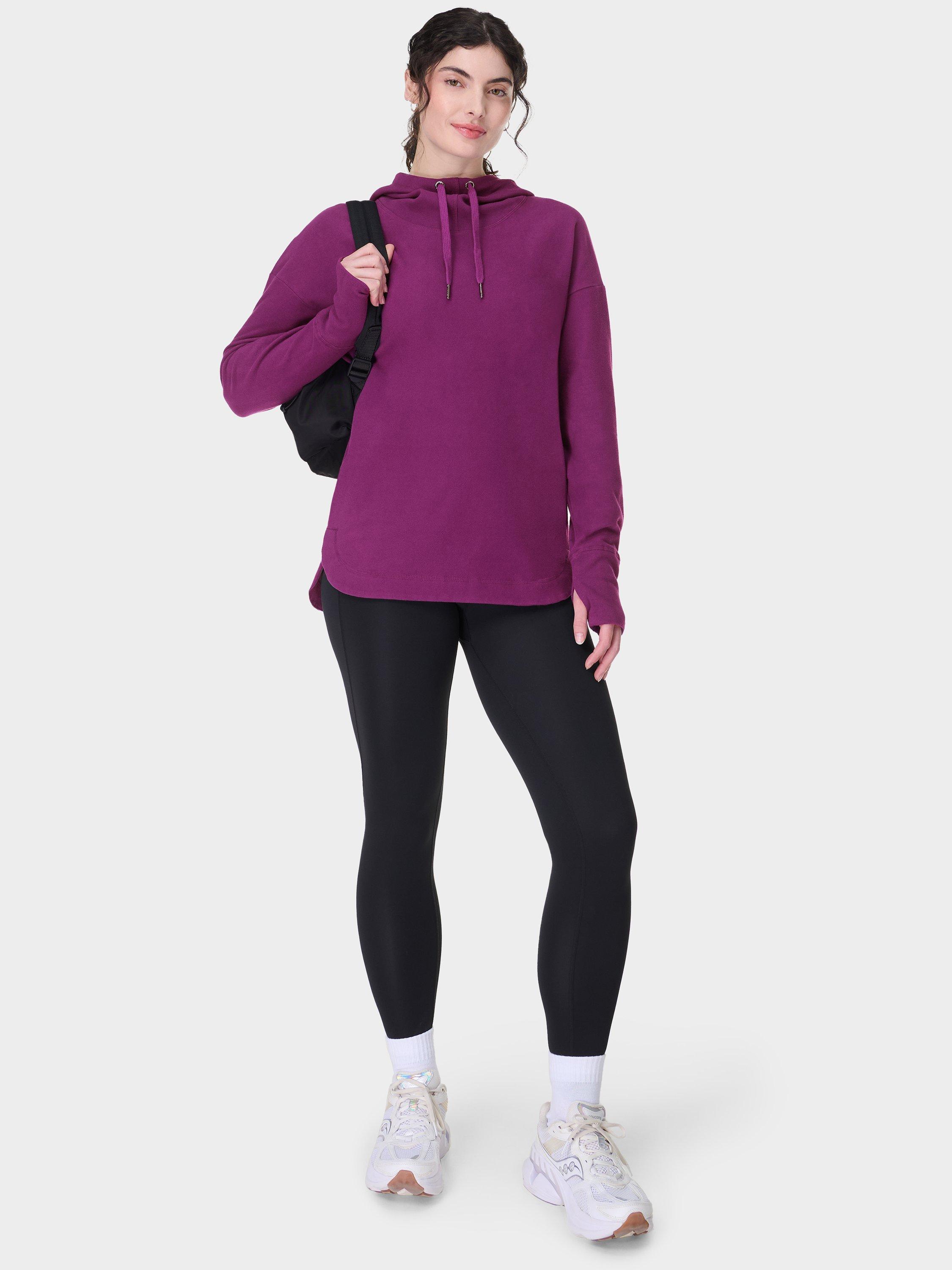 Product image 2 of 7, which shows Sweaty Betty Escape Luxe Fleece Hoodie, Berry Purple, XXS
