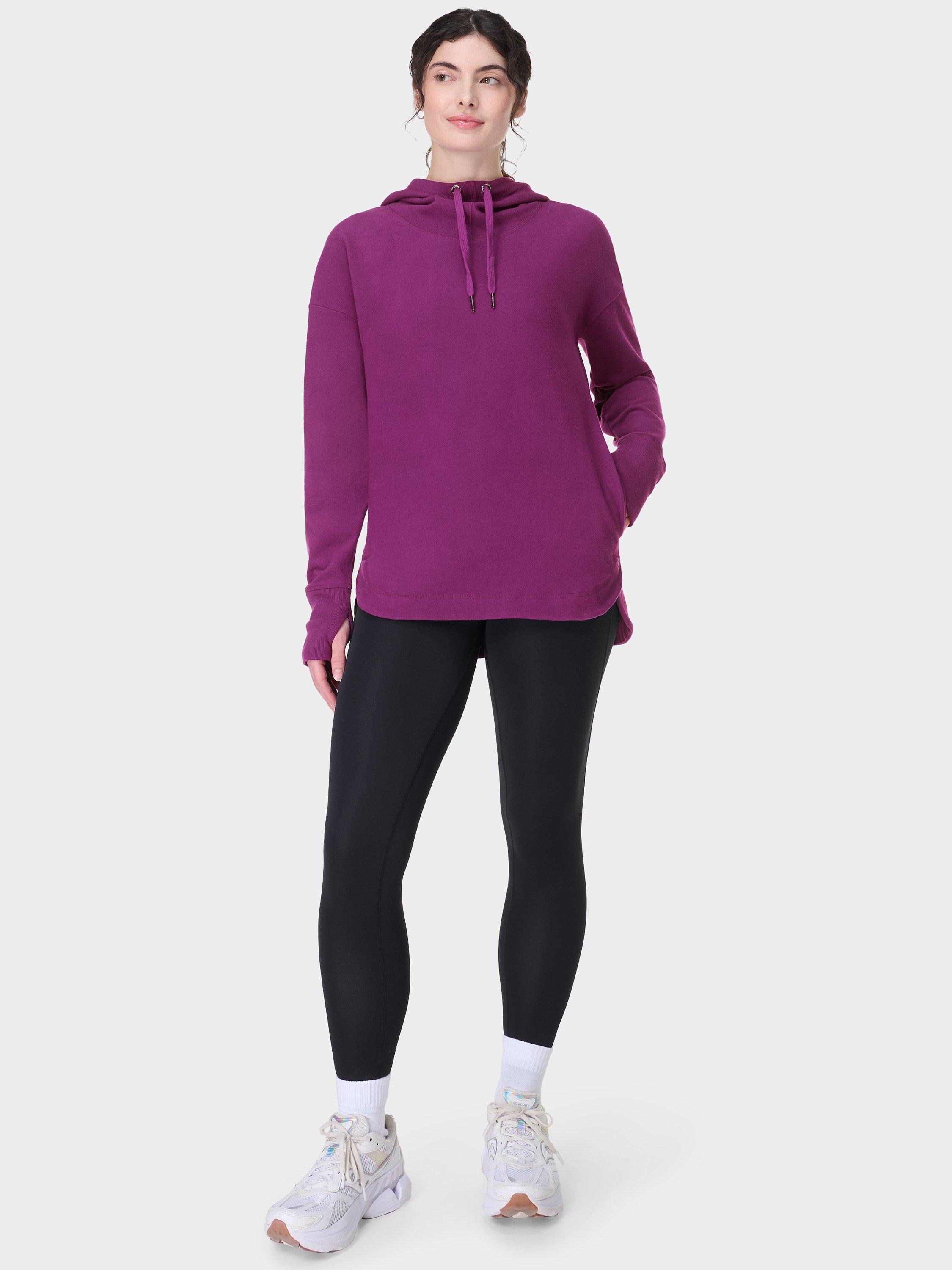 Product image 4 of 7, which shows Sweaty Betty Escape Luxe Fleece Hoodie, Berry Purple, XXS