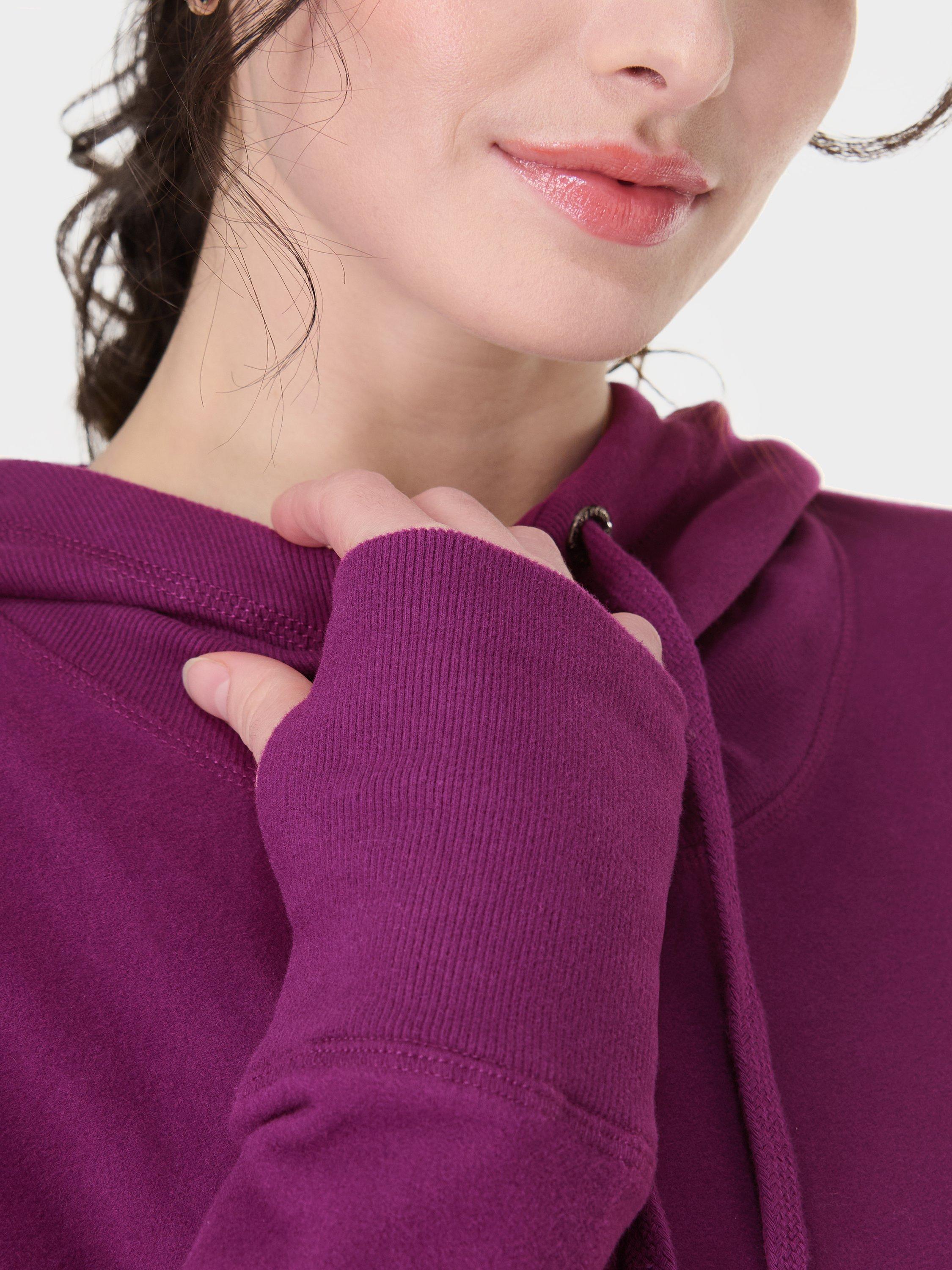 Product image 6 of 7, which shows Sweaty Betty Escape Luxe Fleece Hoodie, Berry Purple, XXS