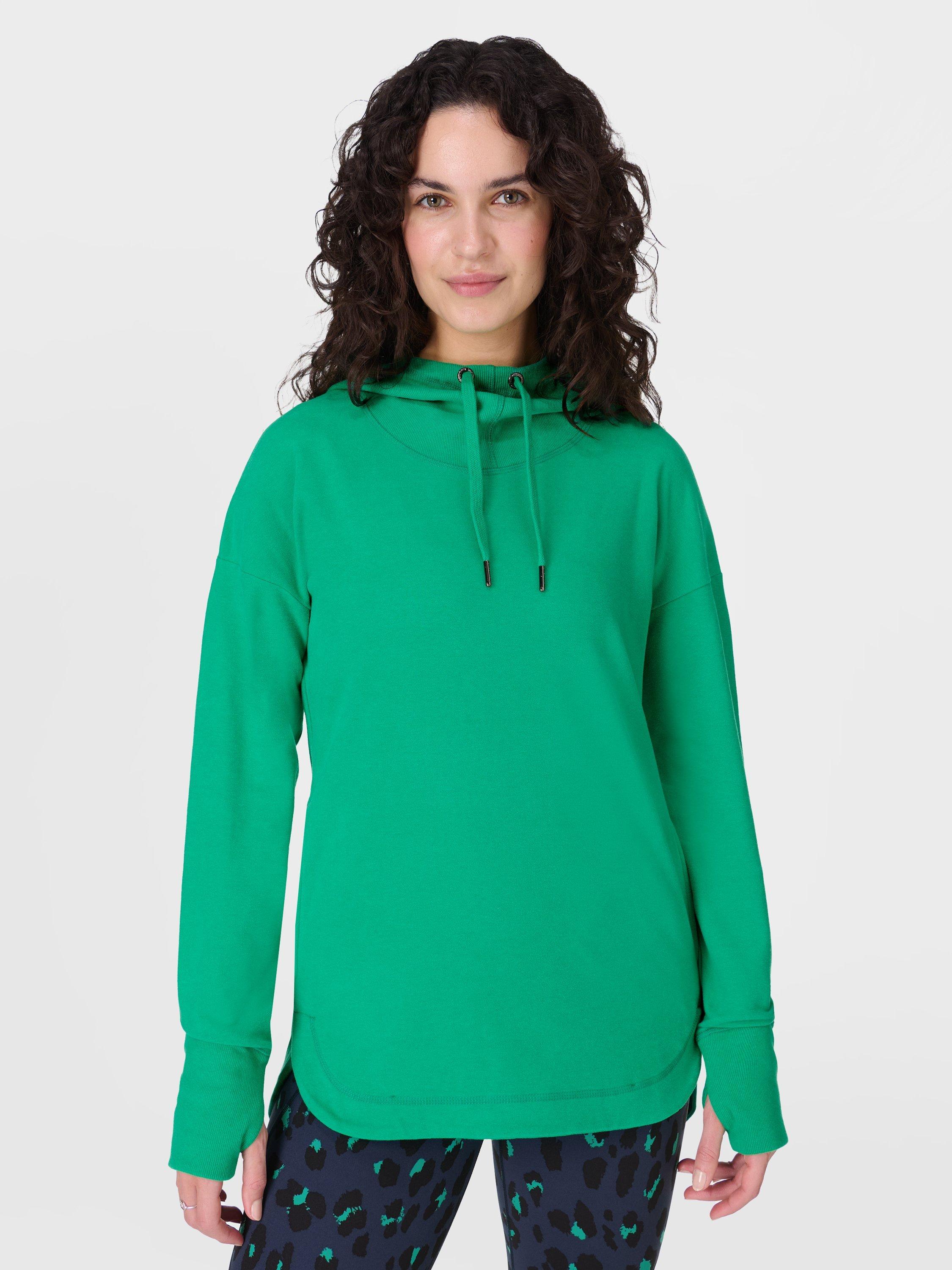 Product image 1 of 8, which shows Sweaty Betty Escape Luxe Fleece Hoodie, Vivid Green, XS
