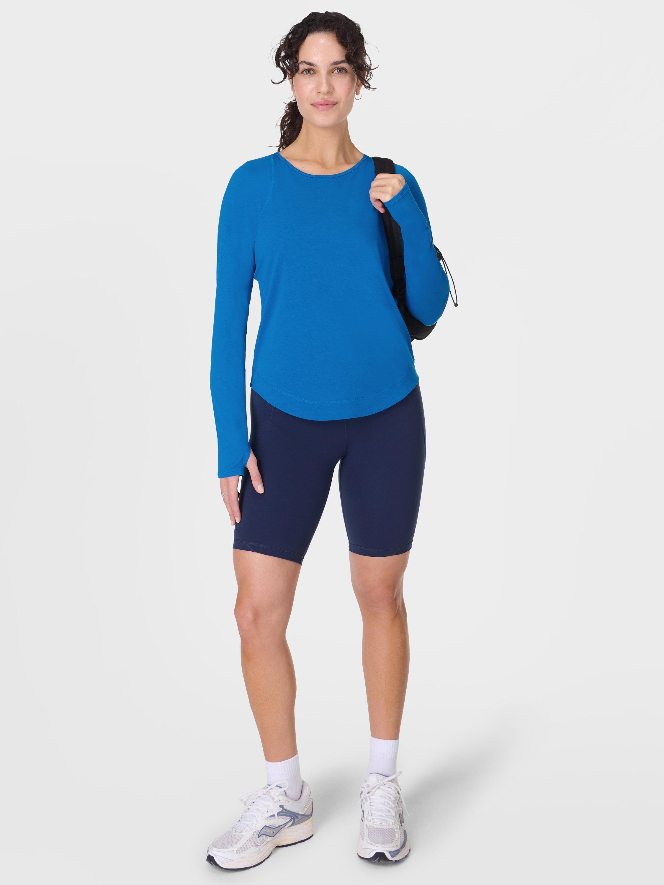 Product image 3 of 7, which shows Sweaty Betty Breezy Long Sleeve Top, Oxford Blue, XXS