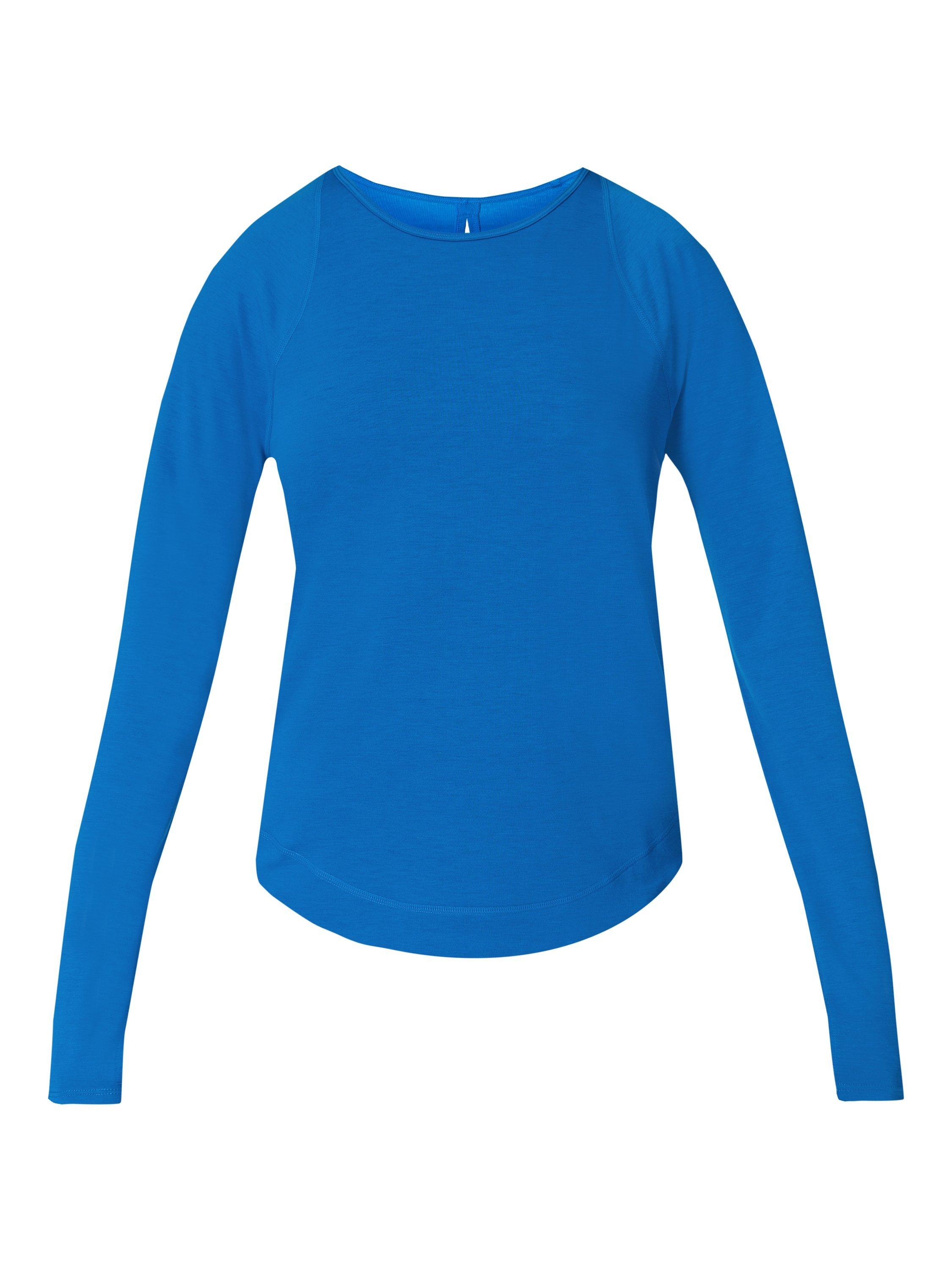 Product image 7 of 7, which shows Sweaty Betty Breezy Long Sleeve Top, Oxford Blue, XXS