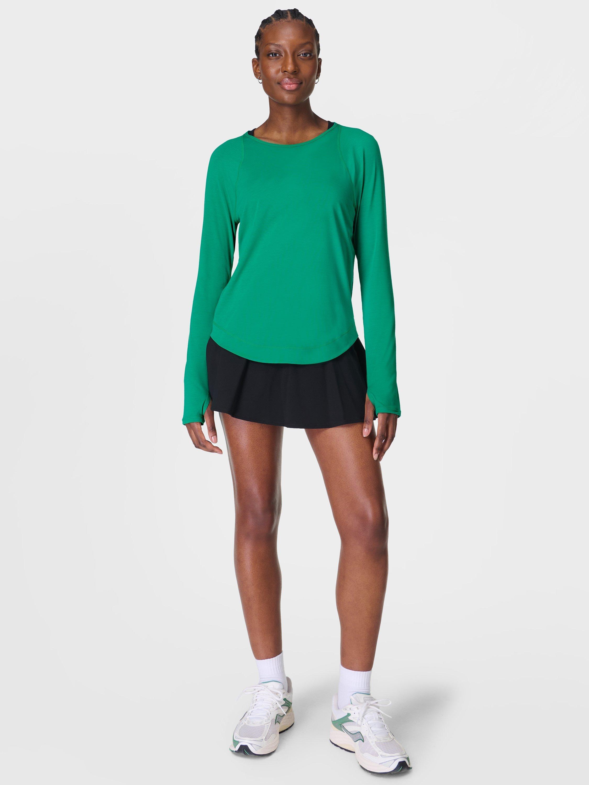Product image 2 of 7, which shows Sweaty Betty Breezy Long Sleeve Top, Vivid Green, XXS