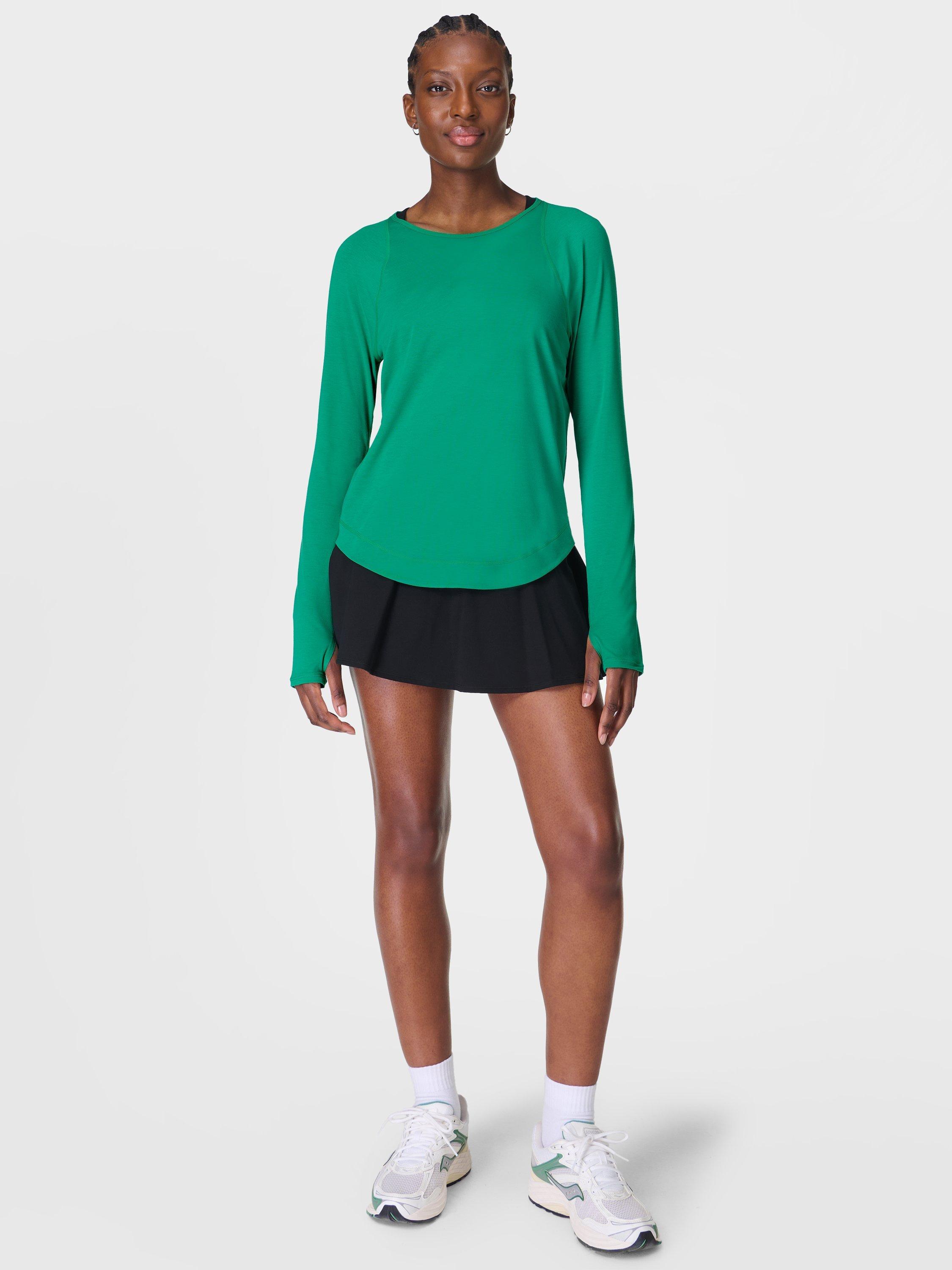 Product image 3 of 7, which shows Sweaty Betty Breezy Long Sleeve Top, Vivid Green, XXS