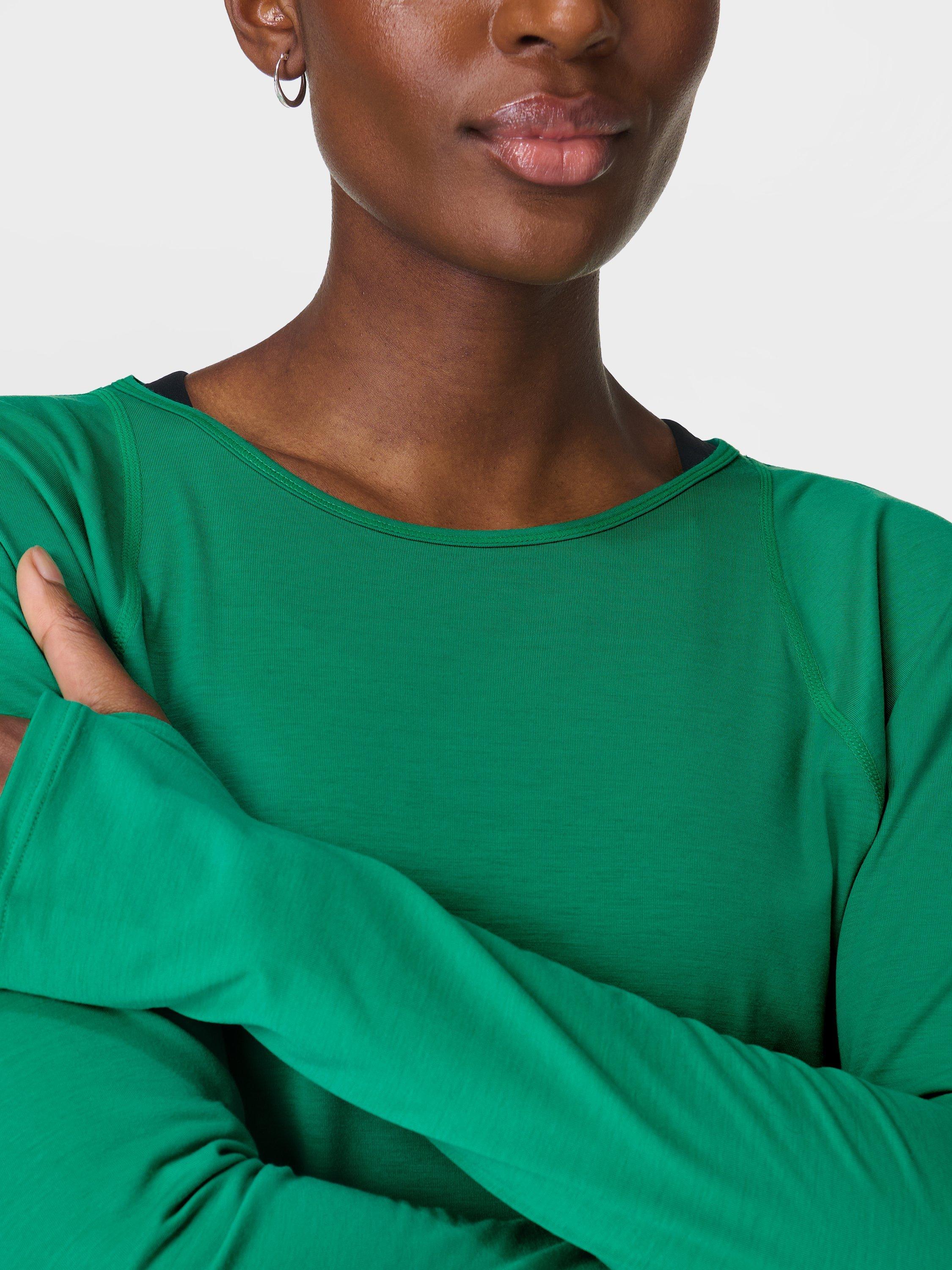 Product image 6 of 7, which shows Sweaty Betty Breezy Long Sleeve Top, Vivid Green, XXS
