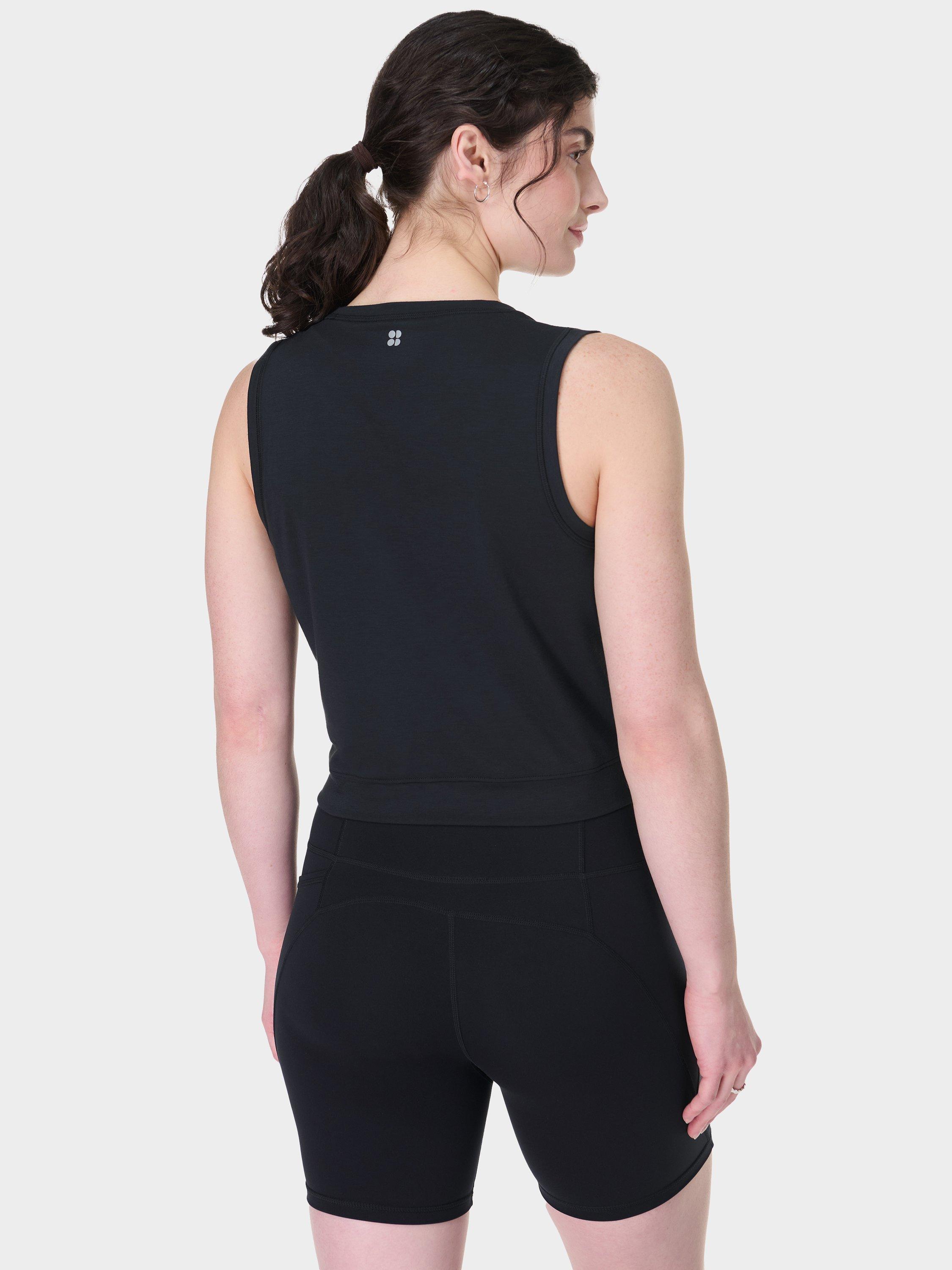 Product image 4 of 7, which shows Sweaty Betty Breathe Easy Twist Front Tank Top, Black, XXS