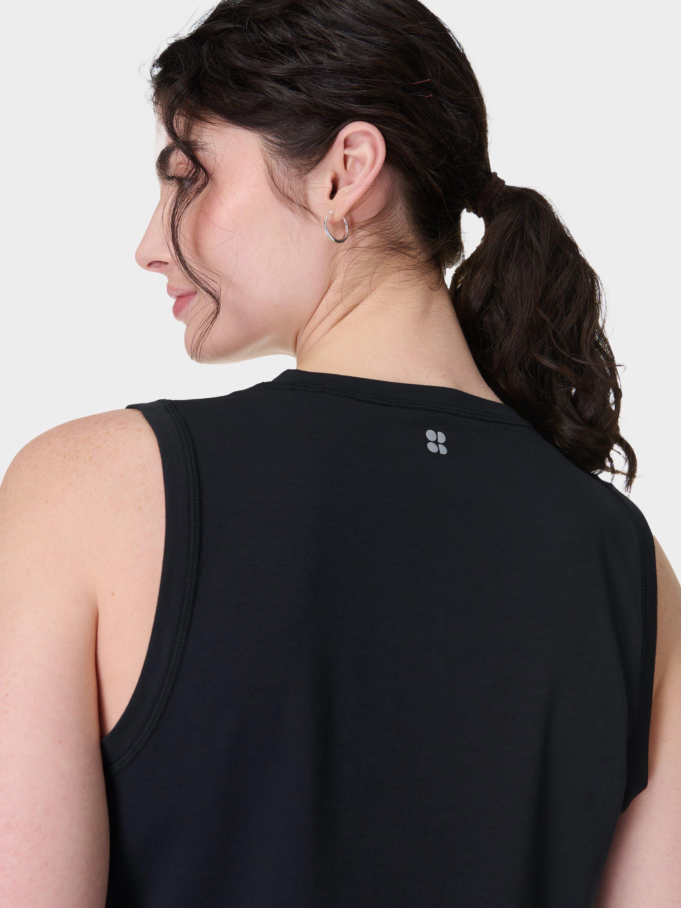 Product image 5 of 7, which shows Sweaty Betty Breathe Easy Twist Front Tank Top, Black, XXS