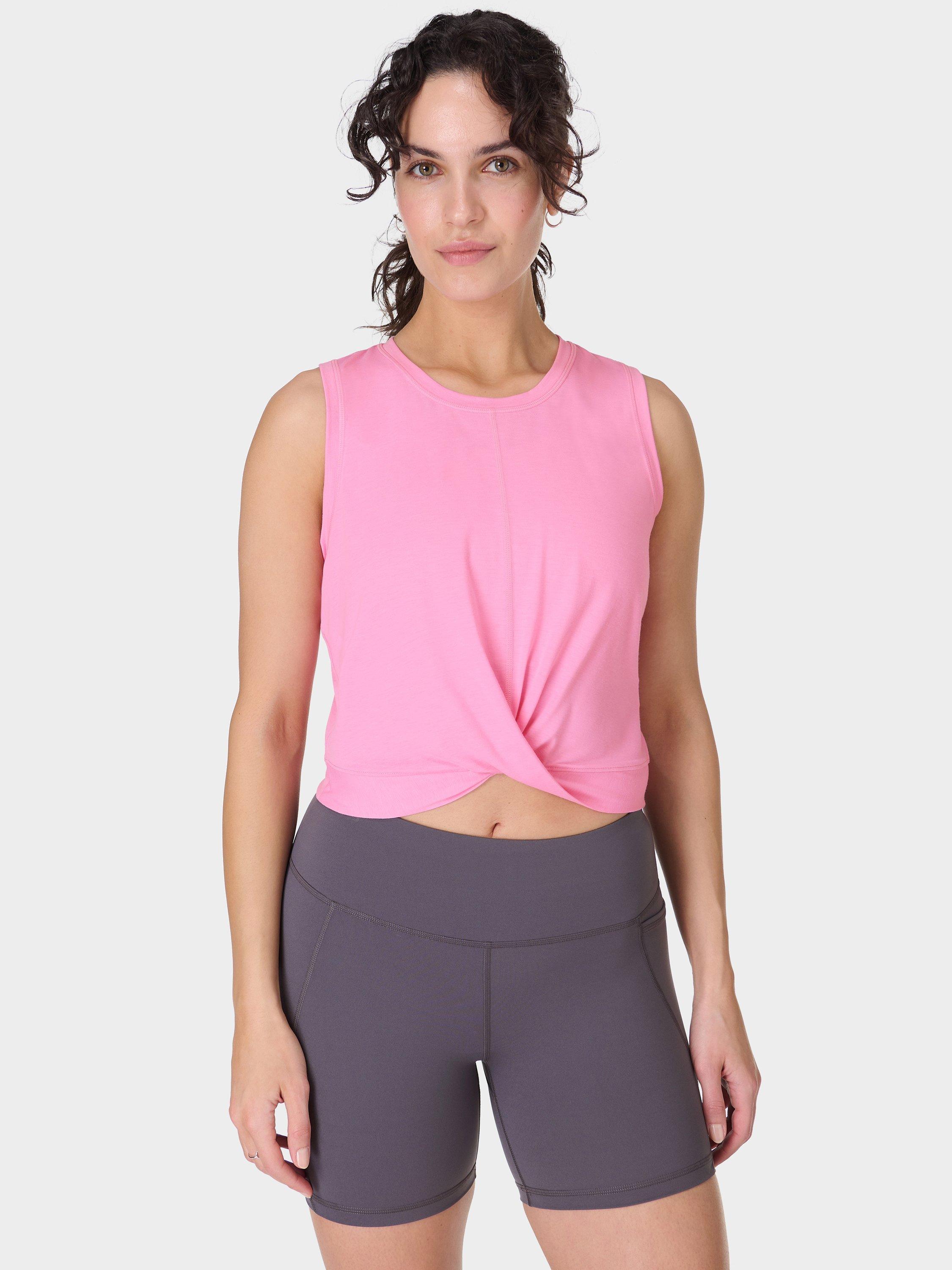 Product image 1 of 7, which shows Sweaty Betty Breathe Easy Twist Front Tank Top, Sparkling Pink, S