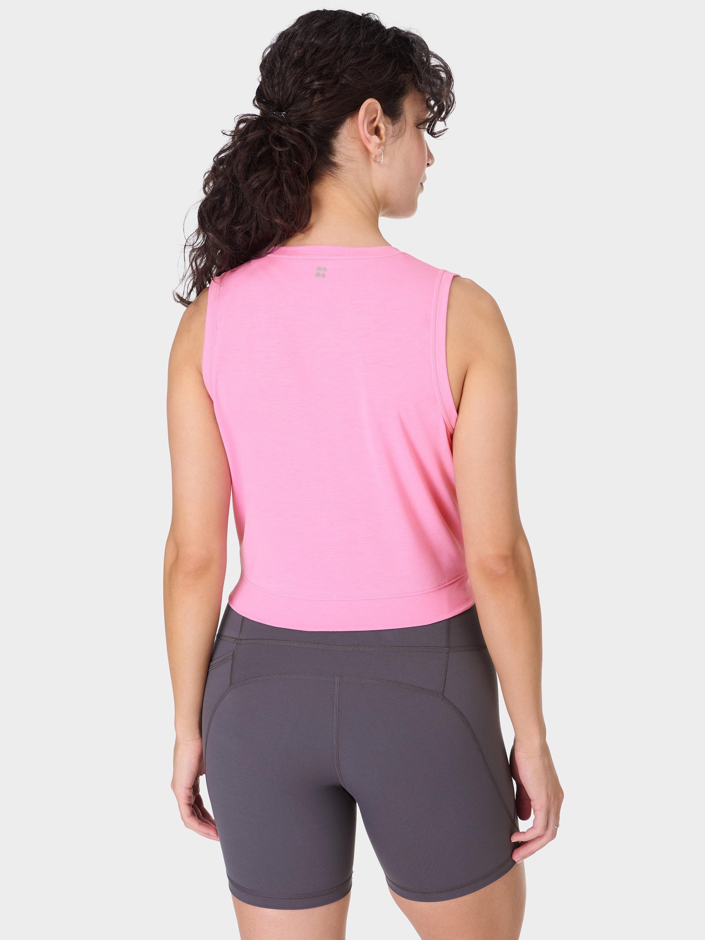 Product image 4 of 7, which shows Sweaty Betty Breathe Easy Twist Front Tank Top, Sparkling Pink, S