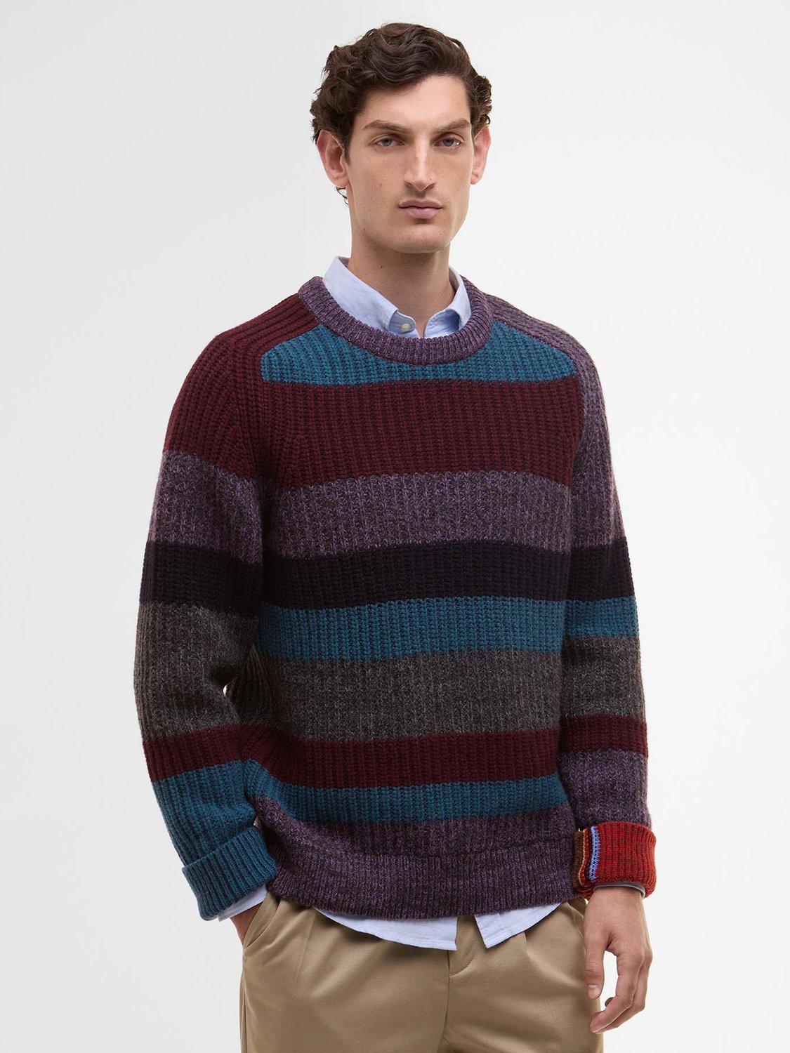 Barbour X Paul Smith Multi Striped Crew Neck Jumper, Blue/Multi