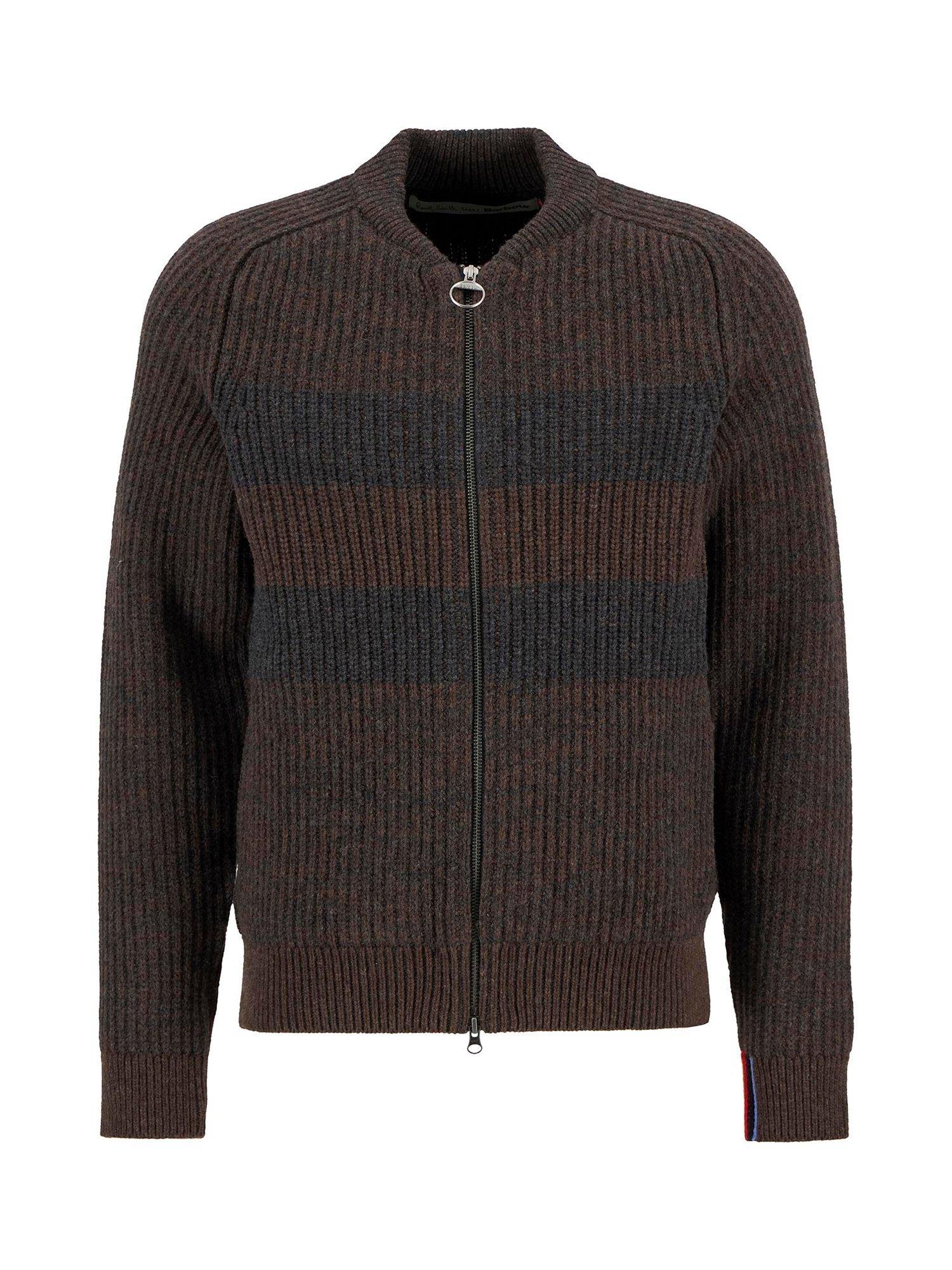 Product image 9 of 9, which shows Barbour Barbour X Paul Smith Knit Bomber Jacket, Rustic, L