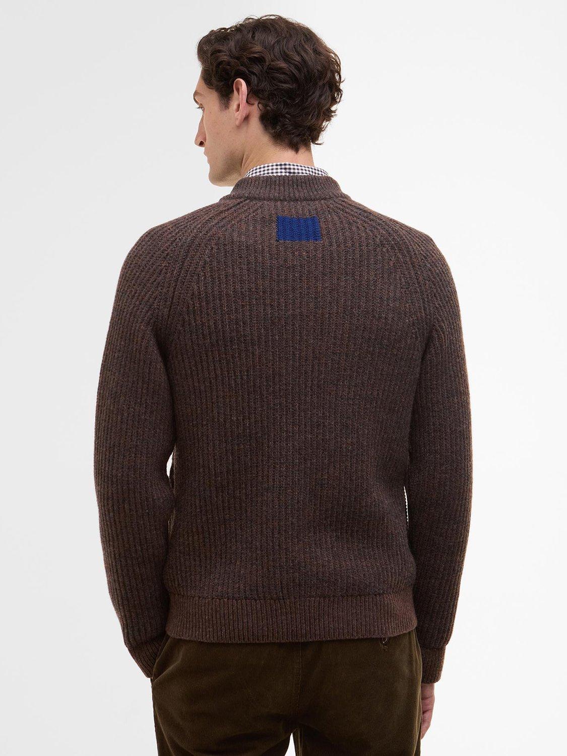 Product image 4 of 9, which shows Barbour Barbour X Paul Smith Knit Bomber Jacket, Rustic, L