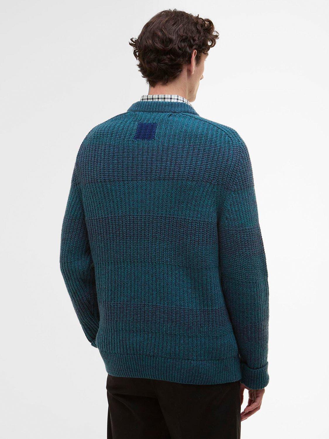Product image 4 of 10, which shows Barbour X Paul Smith Lambswool Saddle Crew Neck Jumper, Rosette Blue, S