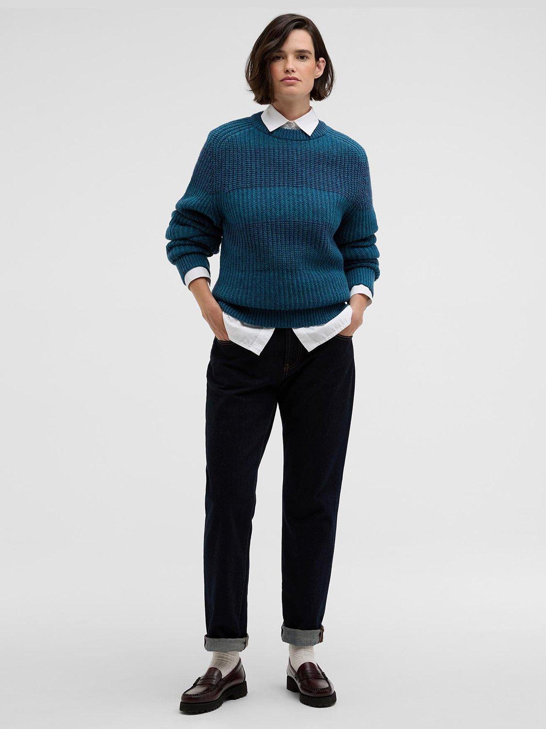 Product image 9 of 10, which shows Barbour X Paul Smith Lambswool Saddle Crew Neck Jumper, Rosette Blue, S