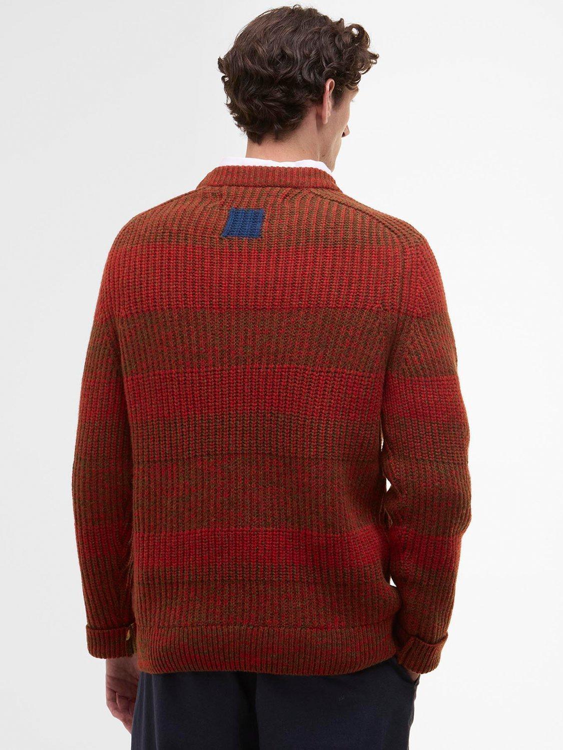 Product image 2 of 9, which shows Barbour X Paul Smith Wool Saddle Crew Neck Jumper, Rosette Red, M
