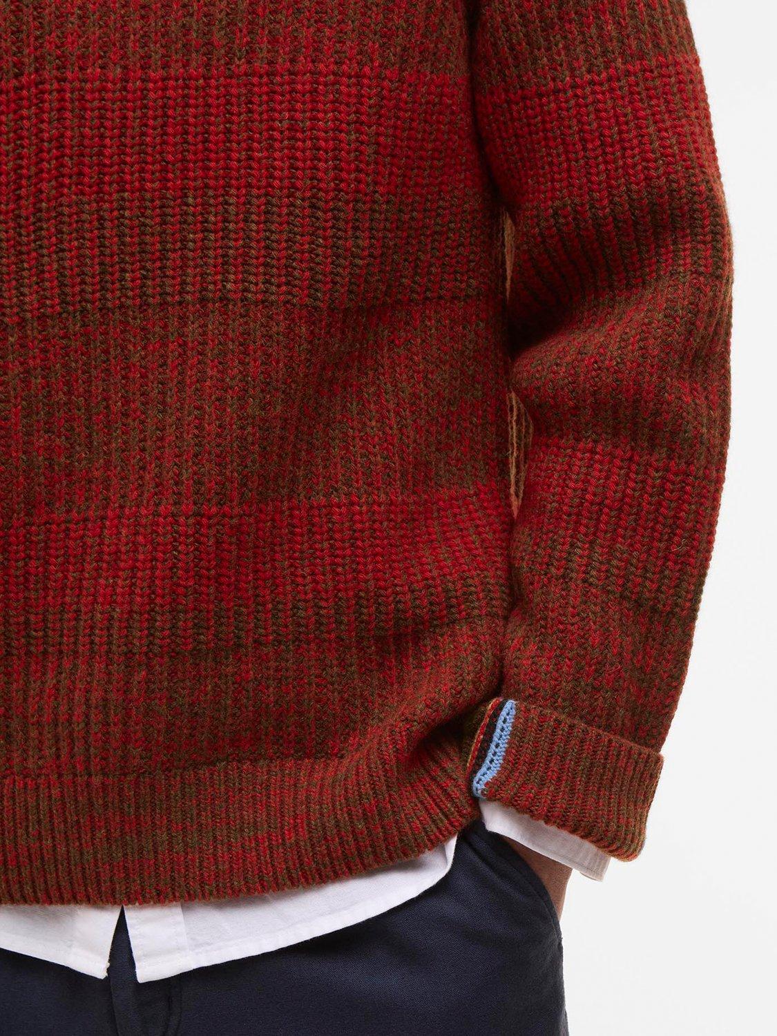 Product image 6 of 9, which shows Barbour X Paul Smith Wool Saddle Crew Neck Jumper, Rosette Red, M