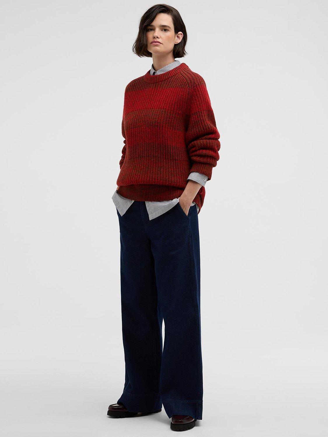 Product image 8 of 9, which shows Barbour X Paul Smith Wool Saddle Crew Neck Jumper, Rosette Red, M