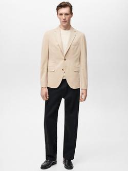 Mango Verner Cotton Blend Blazer - view 2, Light Beige