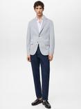 Mango Verner Cotton Blend Blazer, Light Blue