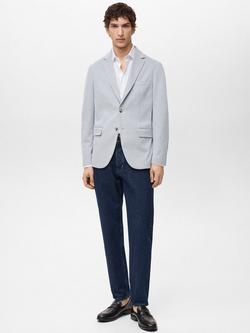 Mango Verner Cotton Blend Blazer - view 2, Light Blue