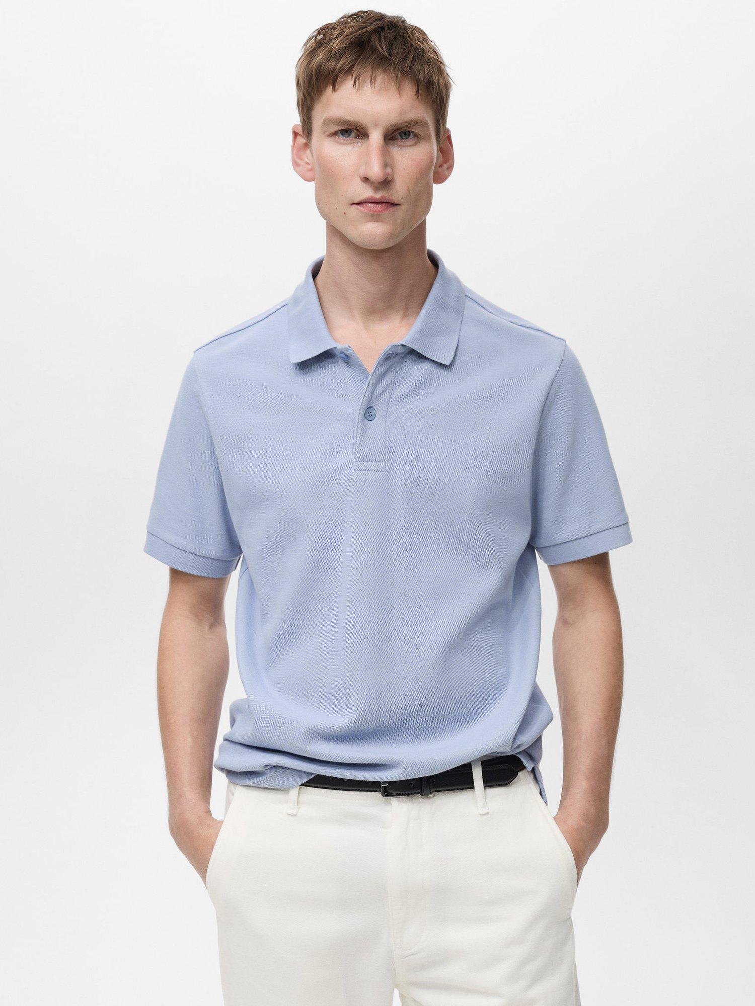 Product image 1 of 8, which shows Mango Rea Cotton Pique Polo Shirt, Turquoise, S