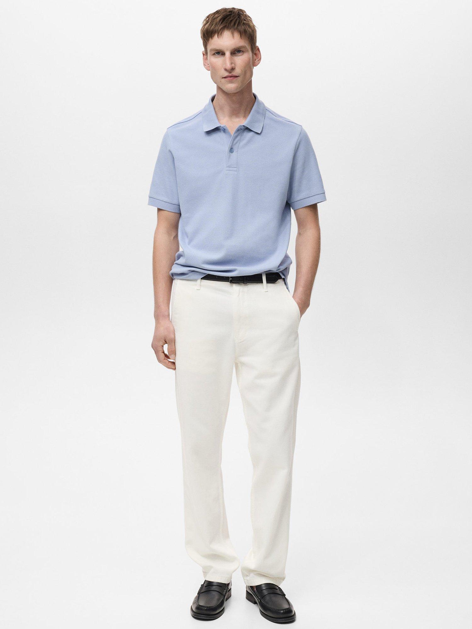 Product image 2 of 8, which shows Mango Rea Cotton Pique Polo Shirt, Turquoise, S