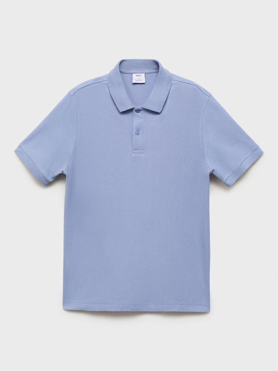 Product image 3 of 8, which shows Mango Rea Cotton Pique Polo Shirt, Turquoise, S