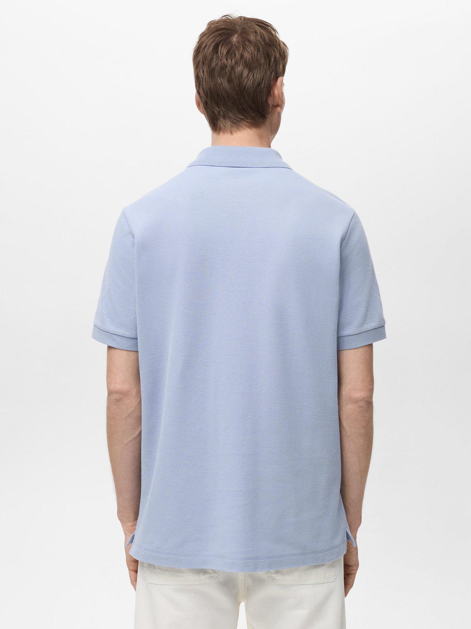 Product image 4 of 8, which shows Mango Rea Cotton Pique Polo Shirt, Turquoise, S