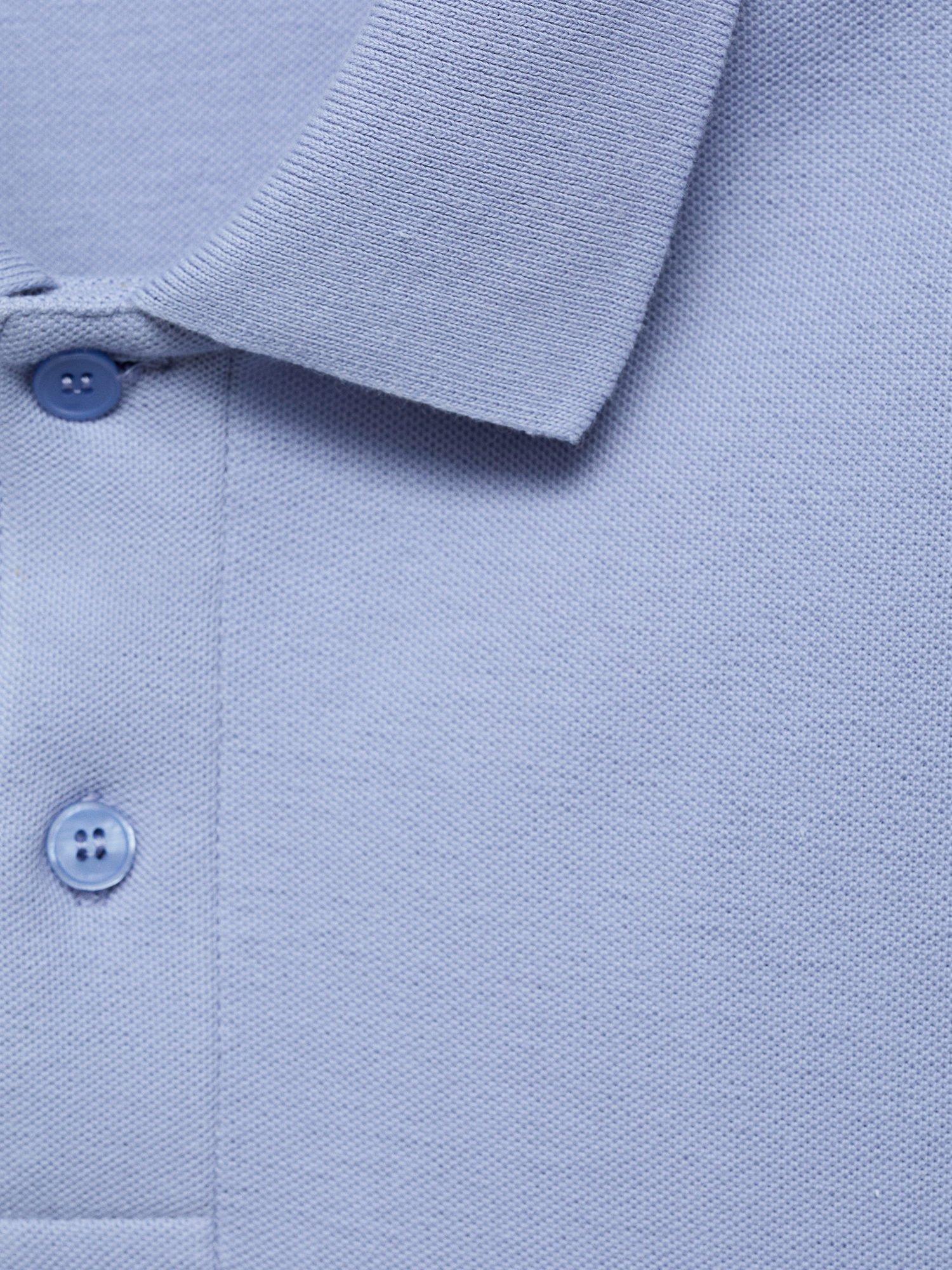 Product image 8 of 8, which shows Mango Rea Cotton Pique Polo Shirt, Turquoise, S