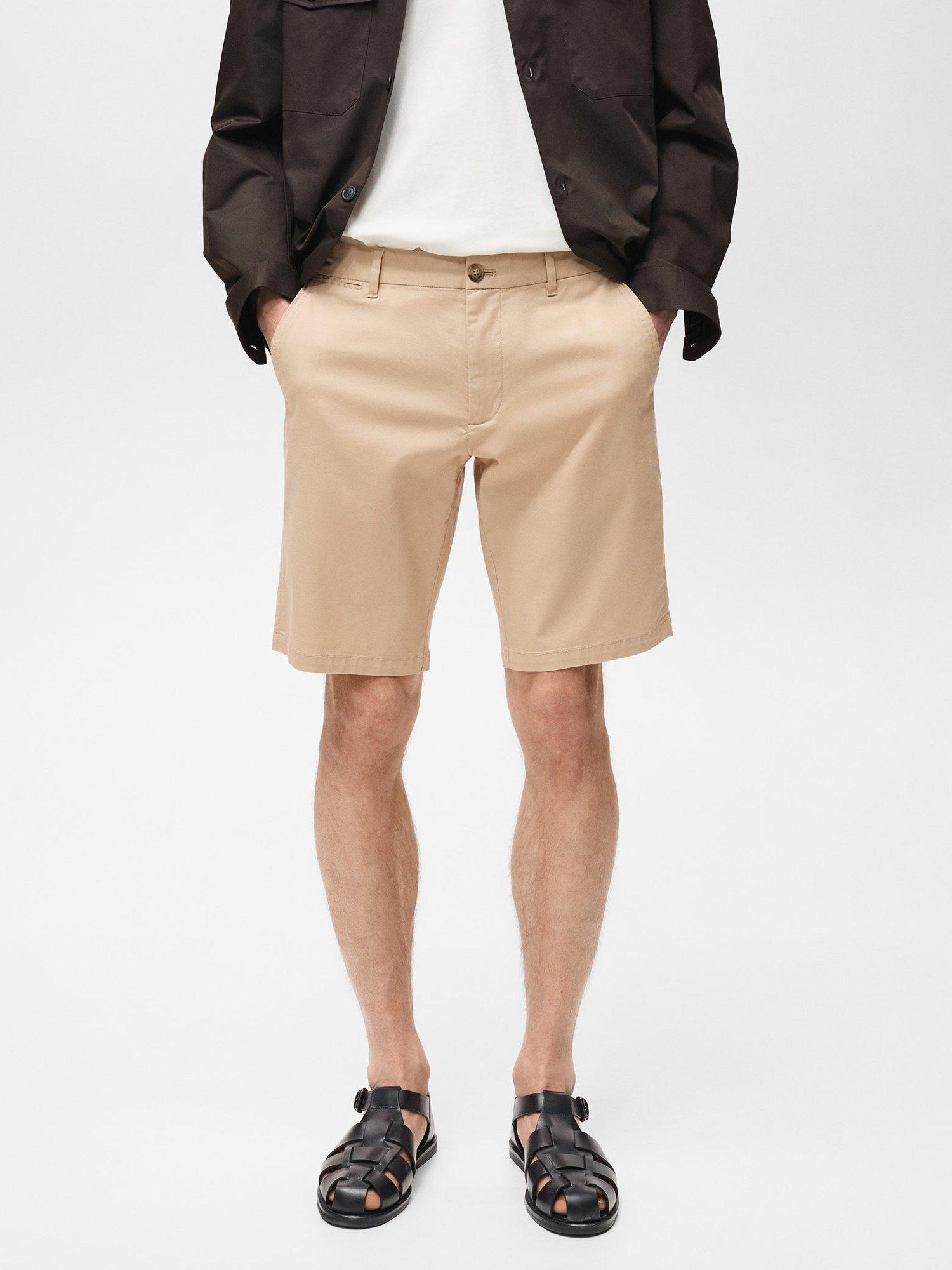 Product image 1 of 8, which shows Mango Gracia Cotton Blend Shorts, Light Beige, 30
