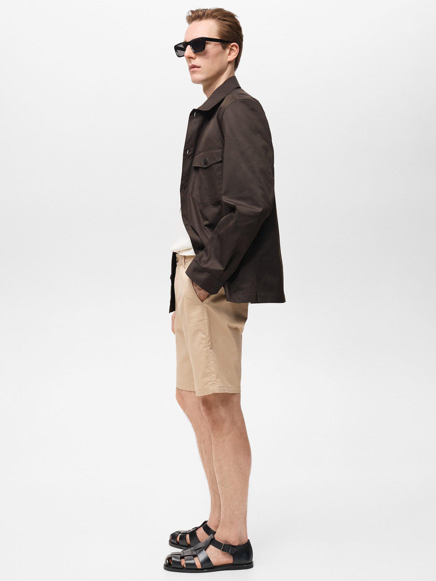 Product image 7 of 8, which shows Mango Gracia Cotton Blend Shorts, Light Beige, 30