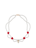 Stych Kids' Beaded Strawberry Charm Necklace, White Ivory