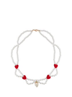 Stych Kids' Beaded Strawberry Charm Necklace, White Ivory, 