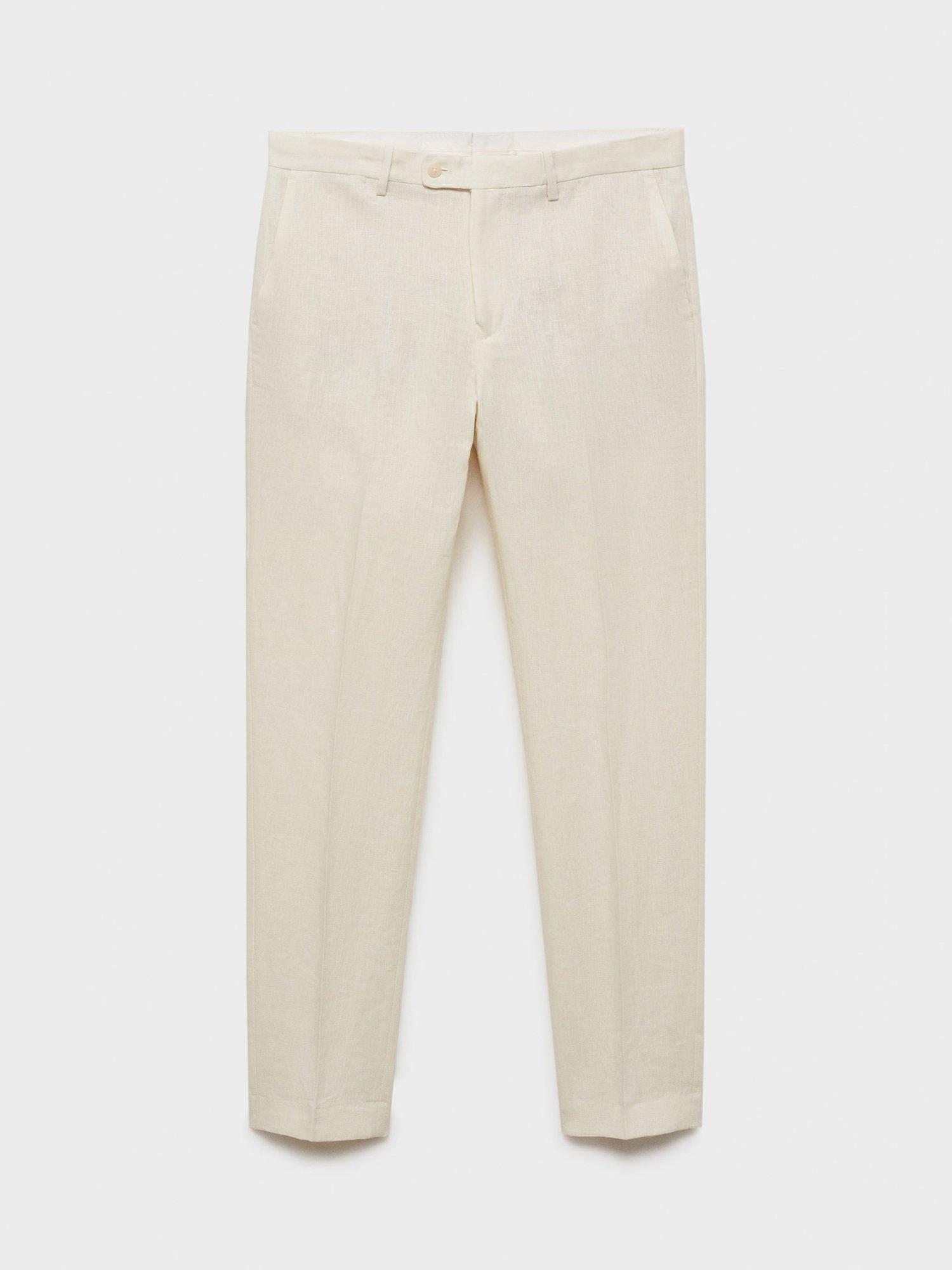 Product image 3 of 7, which shows Mano Amalfi Slim Fit Linen Suit Trousers, Light Beige, 29